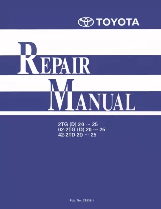 Toyota 02-2TD20 Towing Tractor Service Repair Manual