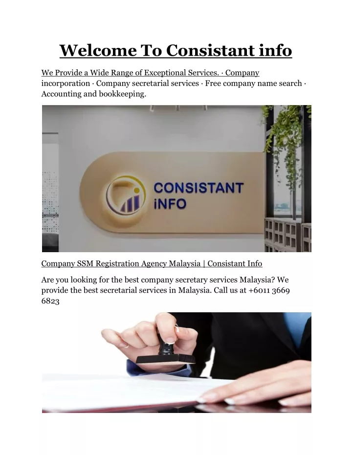 welcome to consistant info
