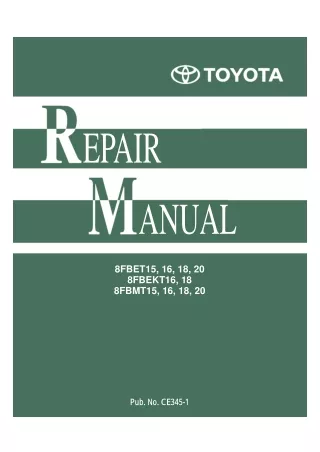 TOYOTA 8FBET16 Forklift Service Repair Manual