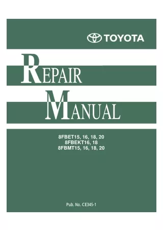 TOYOTA 8FBMT16 Forklift Service Repair Manual