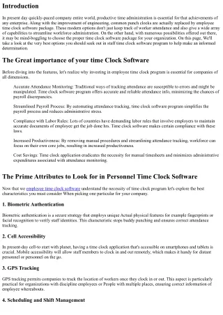 The best Options to Look for in Worker Time Clock Software program