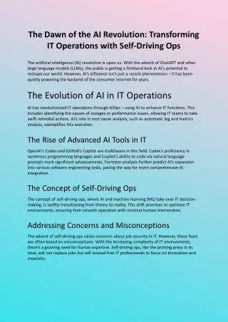The Dawn of the AI Revolution Transforming IT Operations