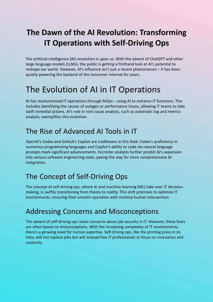 the dawn of the ai revolution transforming