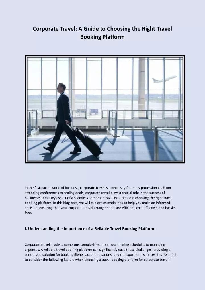 corporate travel a guide to choosing the right