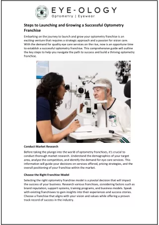 Steps to Launching and Growing a Successful Optometry Franchise
