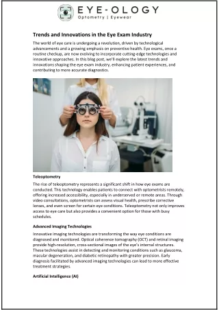 Trends and Innovations in the Eye Exam Industry