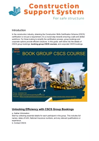 cscs group booking