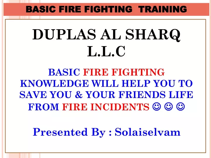 basic fire fighting training
