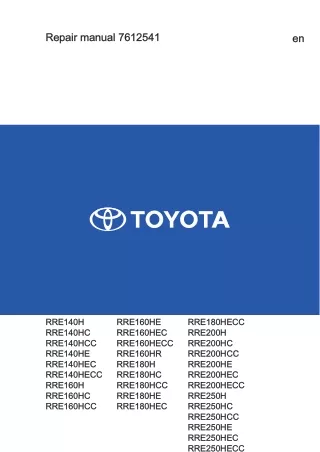 TOYOTA BT Reflex RRE180HCC High Performance Reach Truck Service Repair Manual