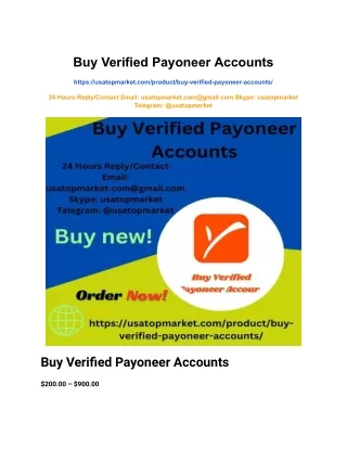 Buy Verified Payoneer Accounts