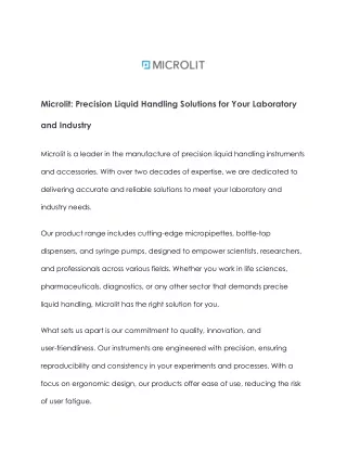 microlit precision liquid handling solutions