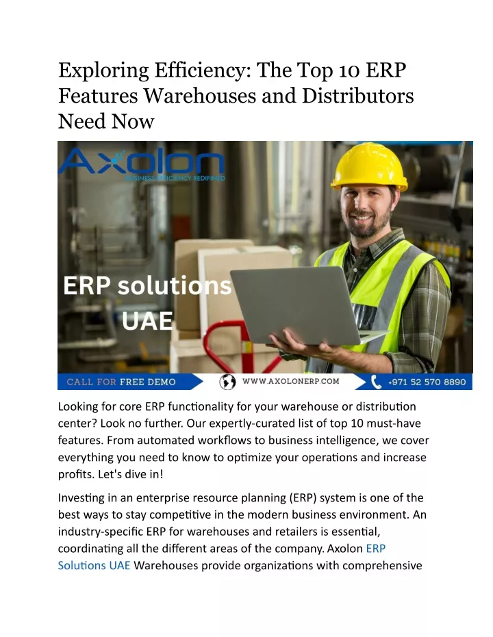 exploring efficiency the top 10 erp features