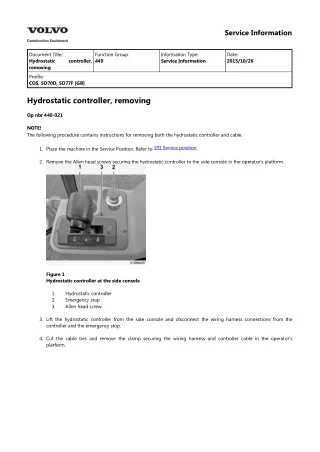 VOLVO SD77F SINGLE-DRUM ROLLER Service Repair Manual