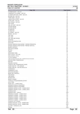 Massey Ferguson MF 154 F TRACTOR Parts Catalogue Manual