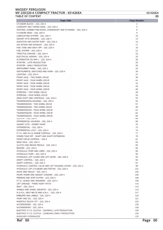 Massey Ferguson MF 220-4 COMPACT TRACTOR Parts Catalogue Manual