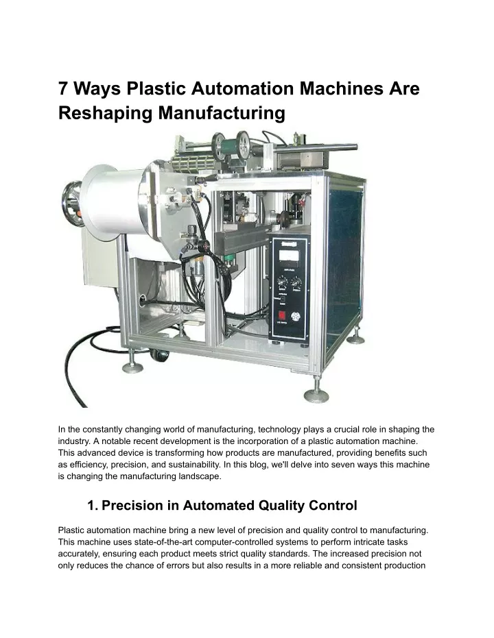 7 ways plastic automation machines are reshaping