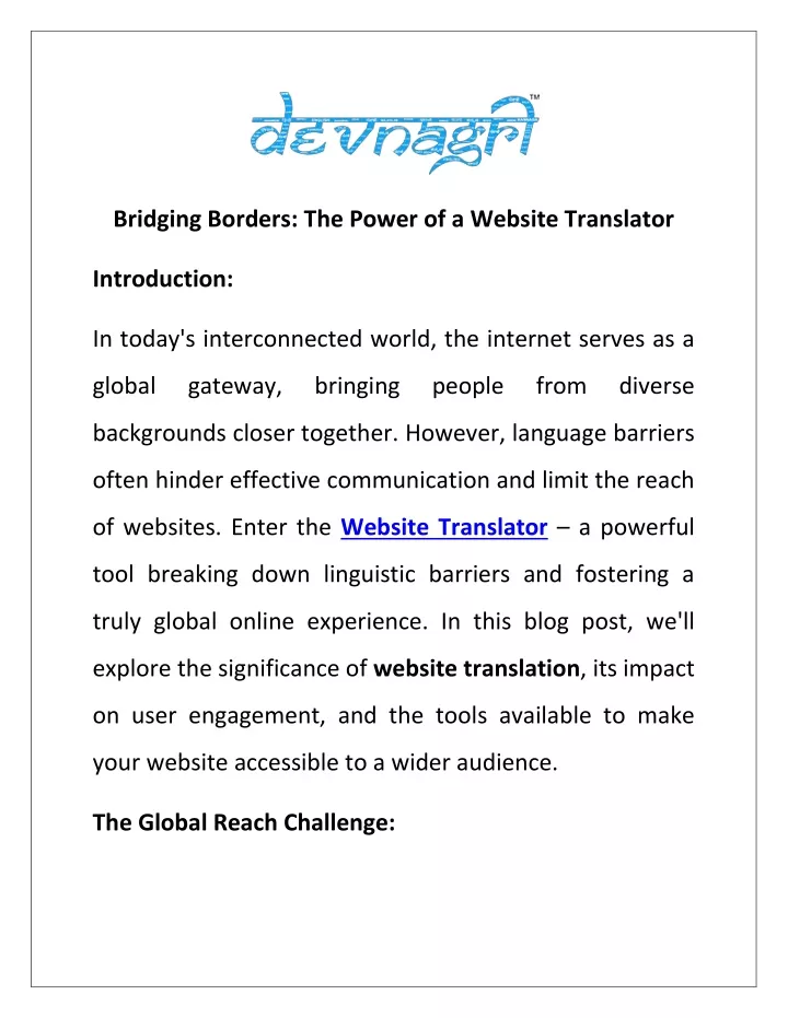 bridging borders the power of a website translator