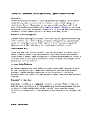 collaborative connections maximizing networking