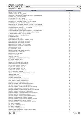 Massey Ferguson MF 363 S TRACTOR Parts Catalogue Manual