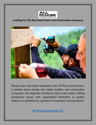 Looking For The Best Real Estate and Construction Company