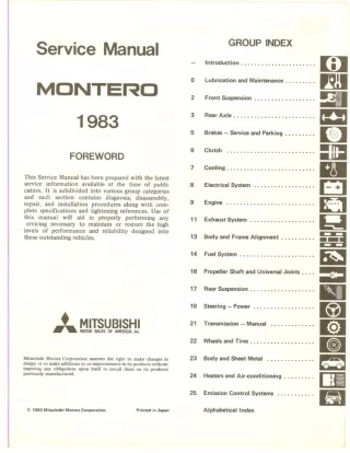 1983 Mitsubishi Montero Service Repair Manual