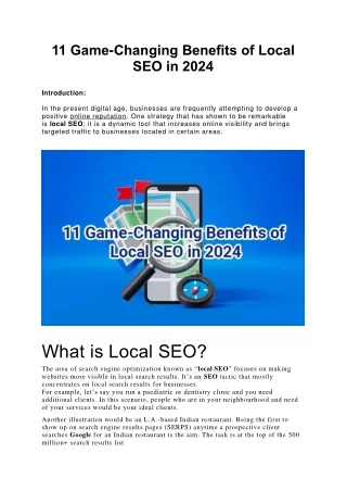 11 Game changing benefits of local SEO in 2024