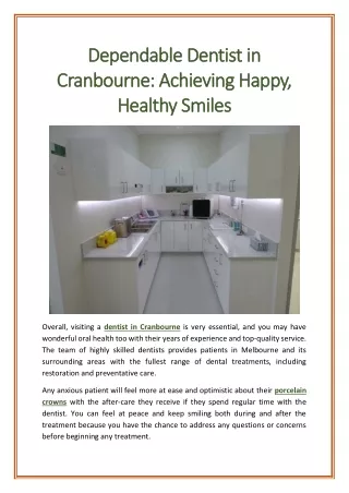 Dependable Dentist in Cranbourne: Achieving Happy, Healthy Smiles