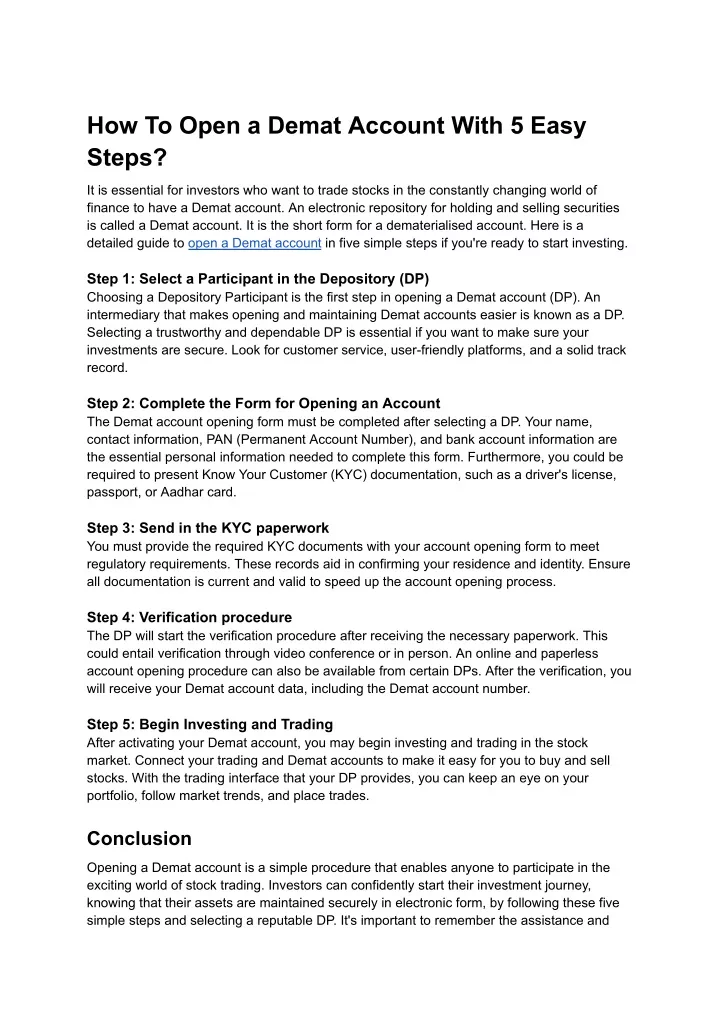 how to open a demat account with 5 easy steps