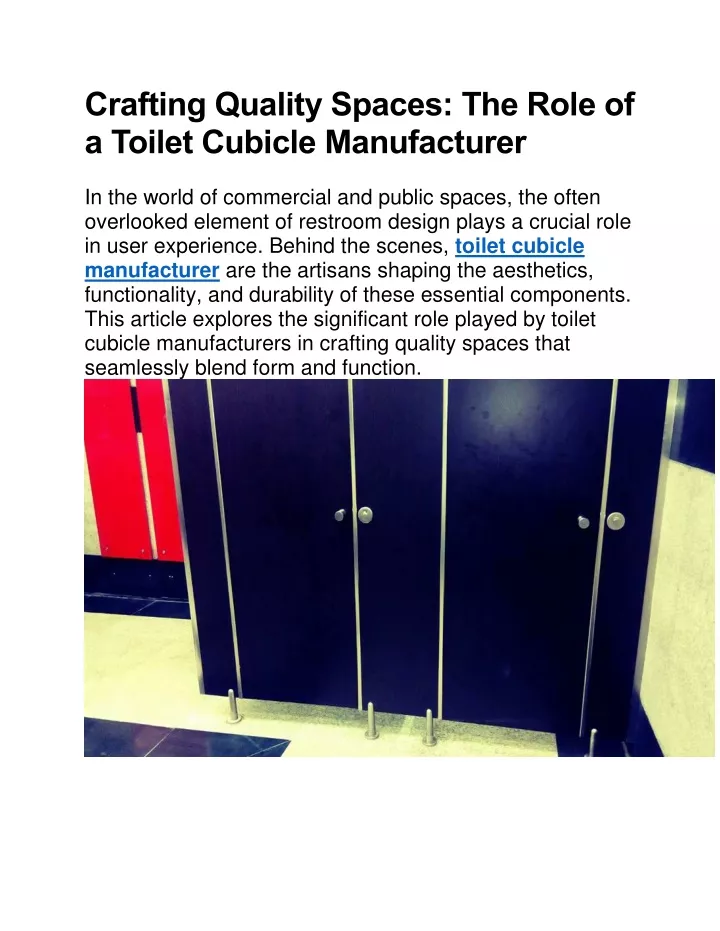 crafting quality spaces the role of a toilet