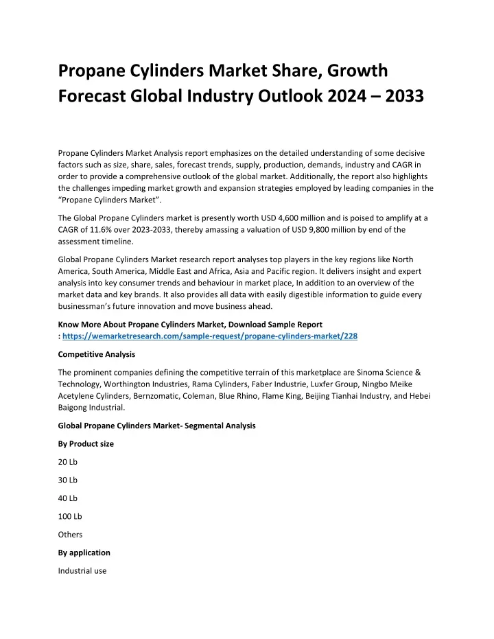 propane cylinders market share growth forecast