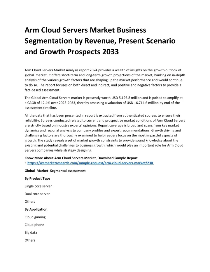 arm cloud servers market business segmentation