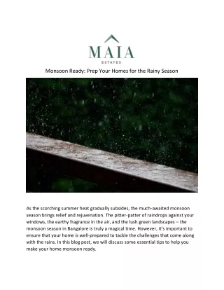 Monsoon Ready Prep Your Homes for the Rainy Season