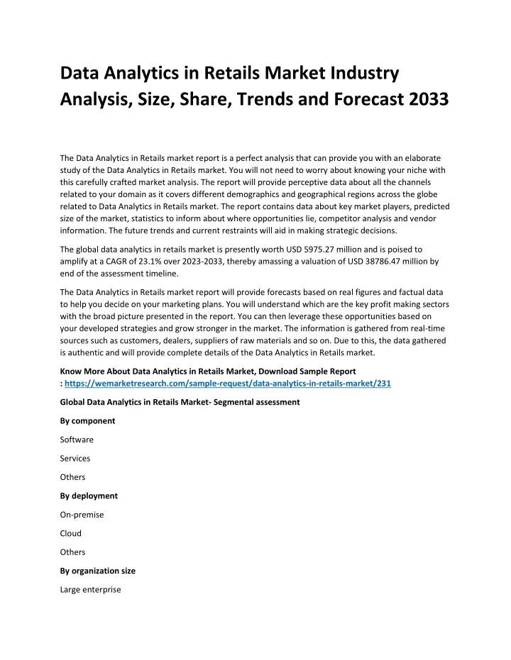 data analytics in retails market industry