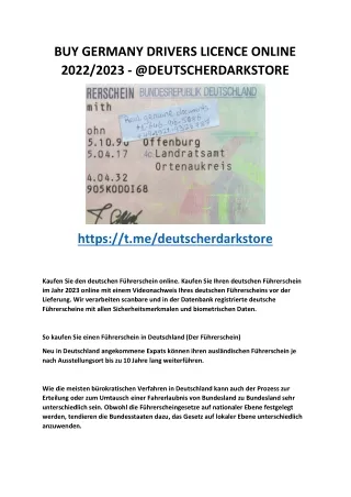 BUY GERMANY DRIVERS LICENCE ONLINE 2022/2023 - @DEUTSCHERDARKSTORE