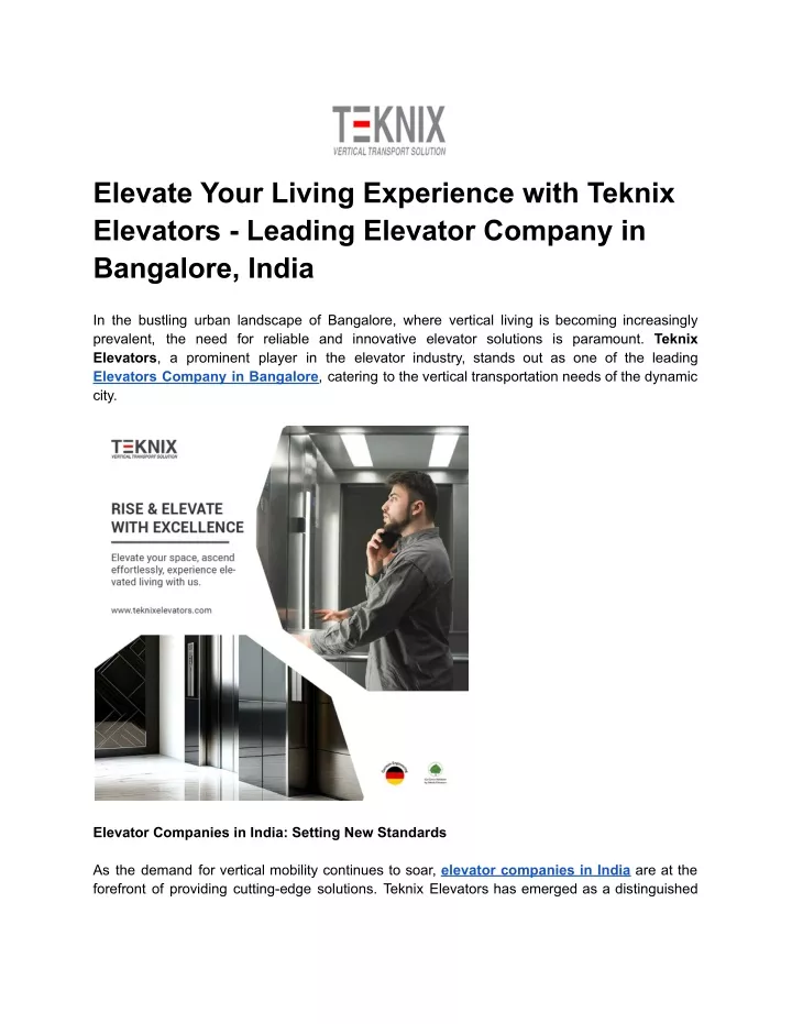 elevate your living experience with teknix