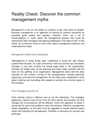 reality check discover the common management myths