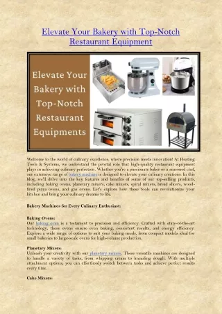 Elevate Your Bakery with Top Notch Restaurant Equipment