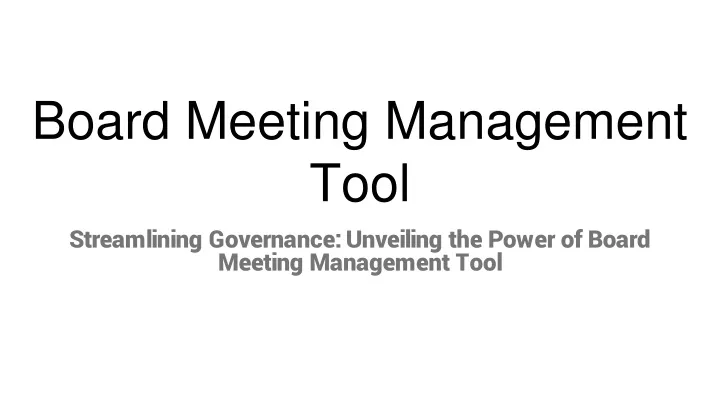 board meeting management tool