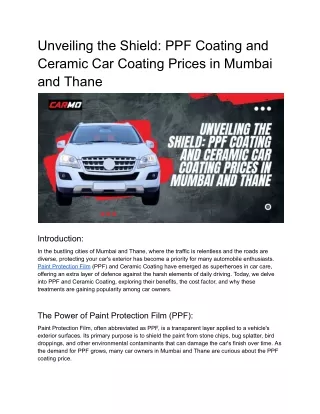 Unveiling the Shield_ PPF Coating and Ceramic Car Coating Prices in Mumbai and Thane