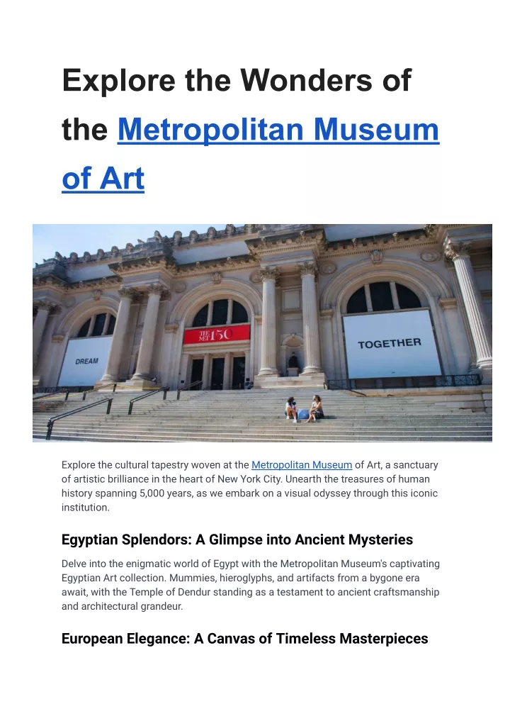 explore the wonders of the metropolitan museum