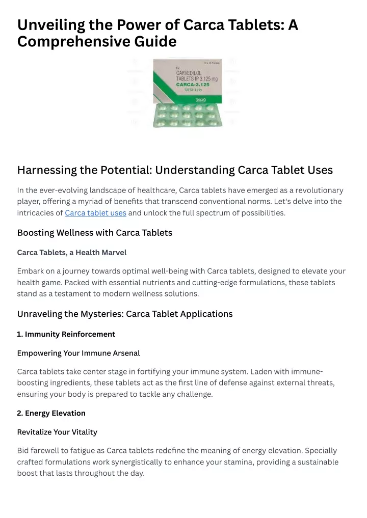 unveiling the power of carca tablets