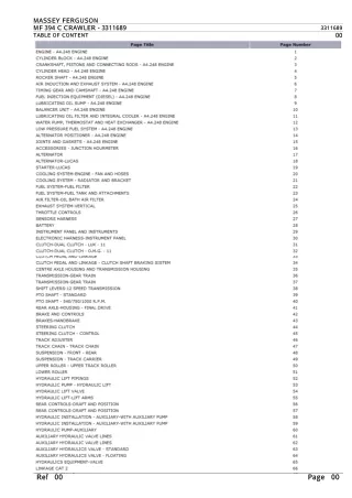 Massey Ferguson MF 394 C CRAWLER Parts Catalogue Manual