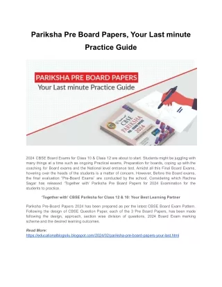 pariksha pre board papers your last minute