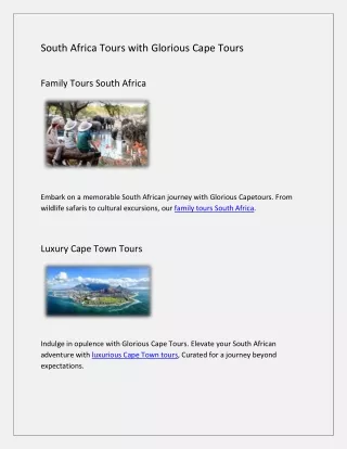 South Africa Tours with Glorious Cape Tours