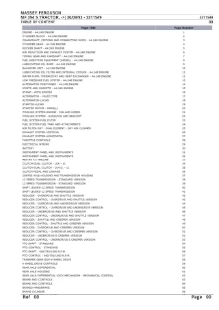 Massey Ferguson MF 394 S TRACTOR Parts Catalogue Manual