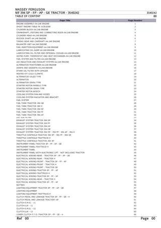 Massey Ferguson MF 394 SP - FP - AP - GE TRACTOR Parts Catalogue Manual