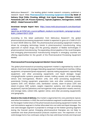 Pharmaceutical Processing Equipment Market