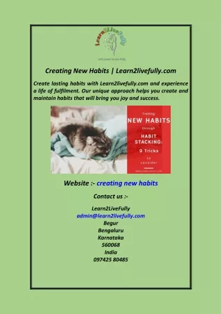 Creating New Habits  Learn2livefully.com