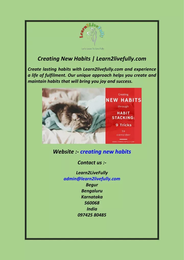 creating new habits learn2livefully com