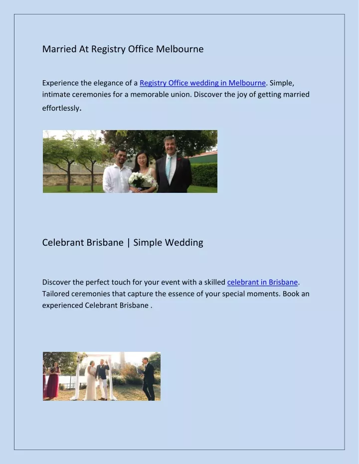 married at registry office melbourne